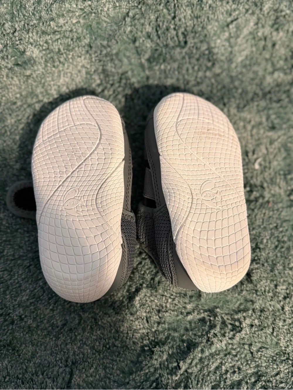 Gray Toddler Mesh Sandals with Hook-and-Loop Strap Size 5.4 in heel to toe